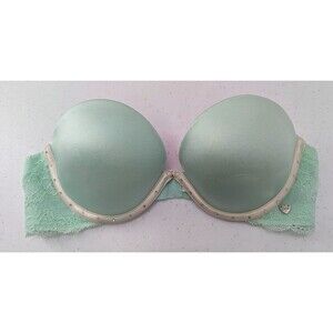 Victoria's Secret PINK Bra 32A Green Jeweled Heartbreaker Plunge Multiway-READ